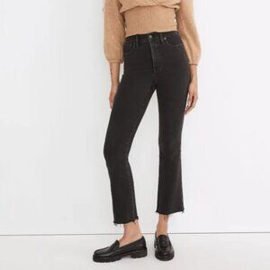 Madewell Cali Demi Boot Jeans, Berkeley Black, Raw Hem Edition - Size 26 Tall